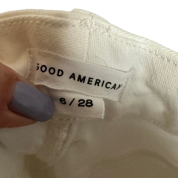 Good American White Destroyed High Rise Skinny Ankle Denim Jeans Women Sz 6/28 - Picture 7 of 8